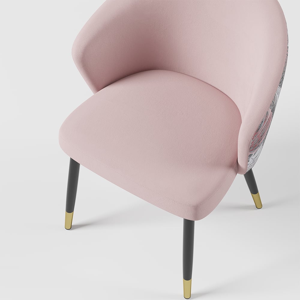 HMR Modern Dining Chairs with Velvet Upholstery - Pink, 8-Pieces