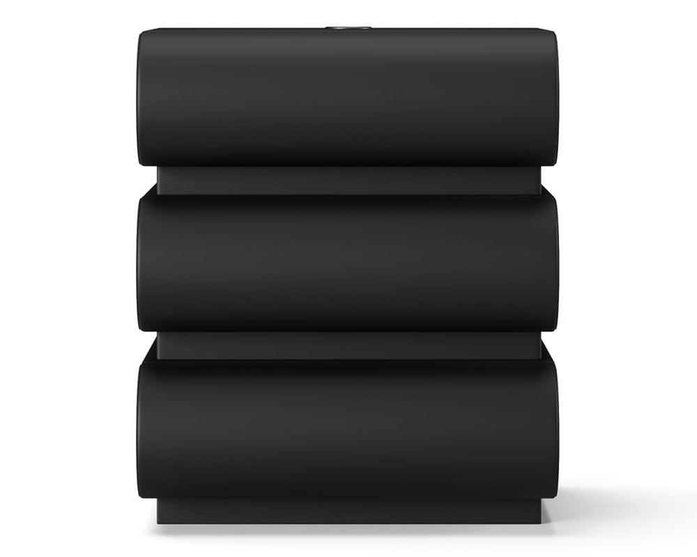 HMR Humply Modern Leather Smart Nightstand with Wireless Charger Drawers - Black, 3-Drawer, Single
