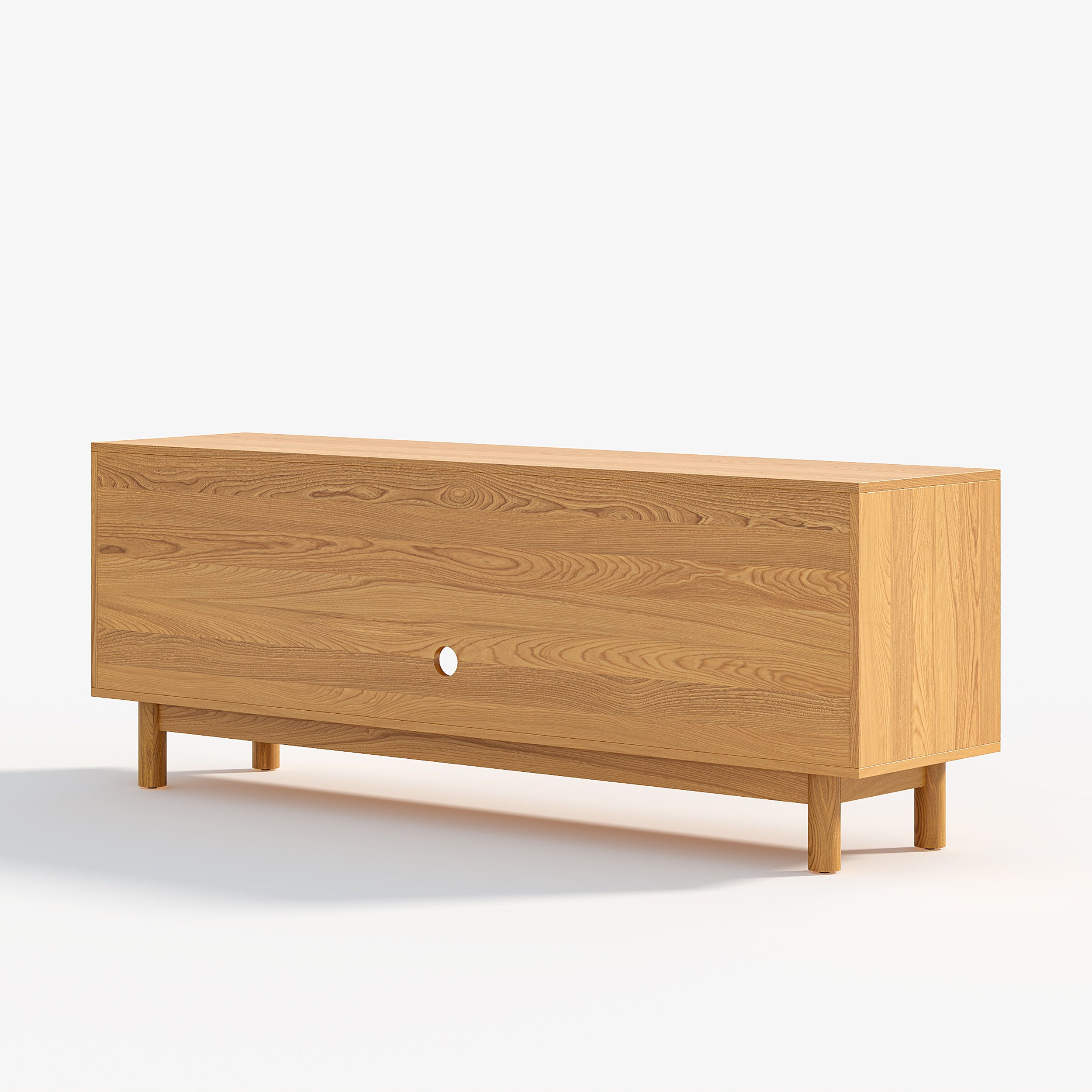 HMR - 62.2" Natural Wood Mid Century TV Stand with Storage