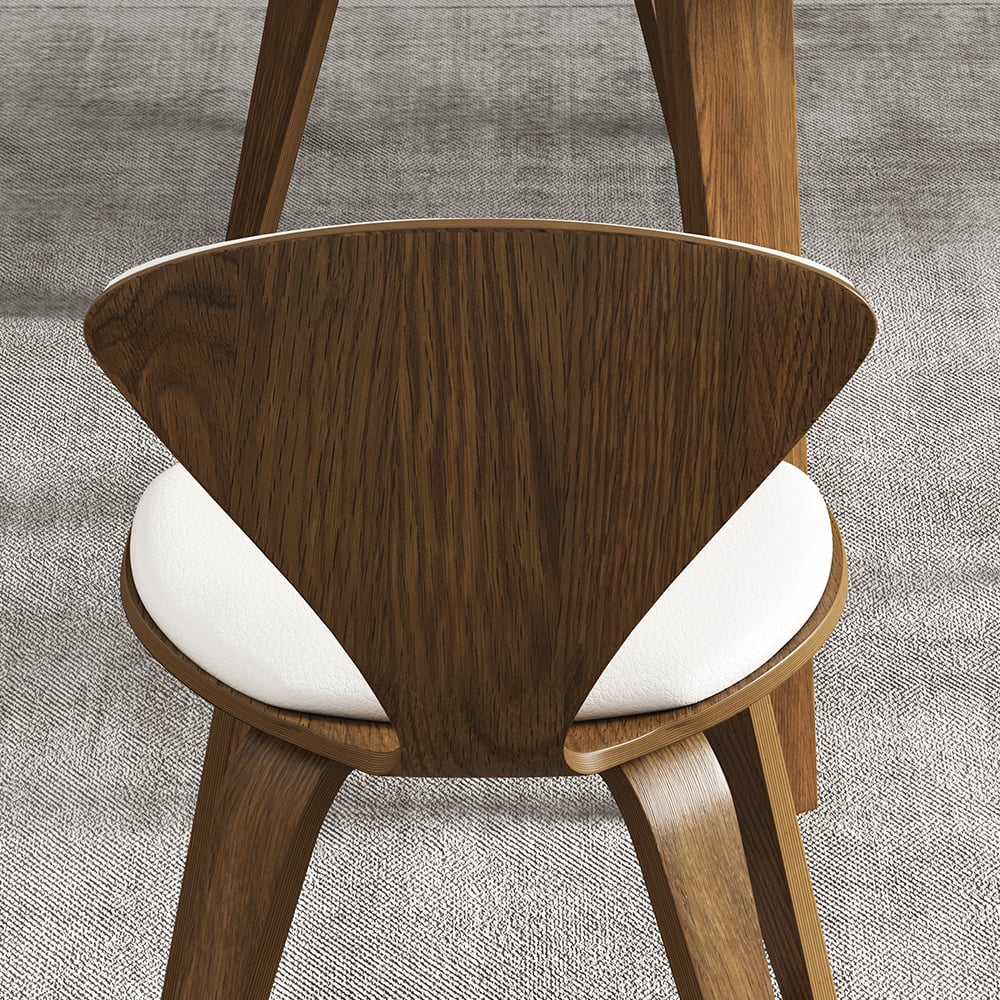 HMR Mid-Century Modern Dining Chairs PU Leather Upholstery Walnut & White - Set of 6