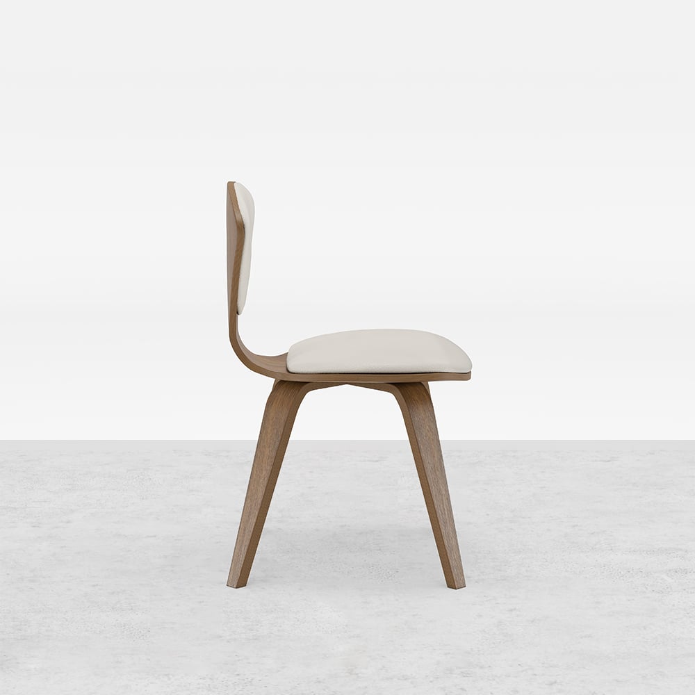 HMR Mid-Century Modern Dining Chairs PU Leather Upholstery Walnut & White - Set of 6