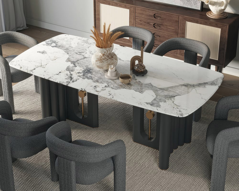 HMR Modern Sherpa Dining Chairs - Gray, 2-Pieces