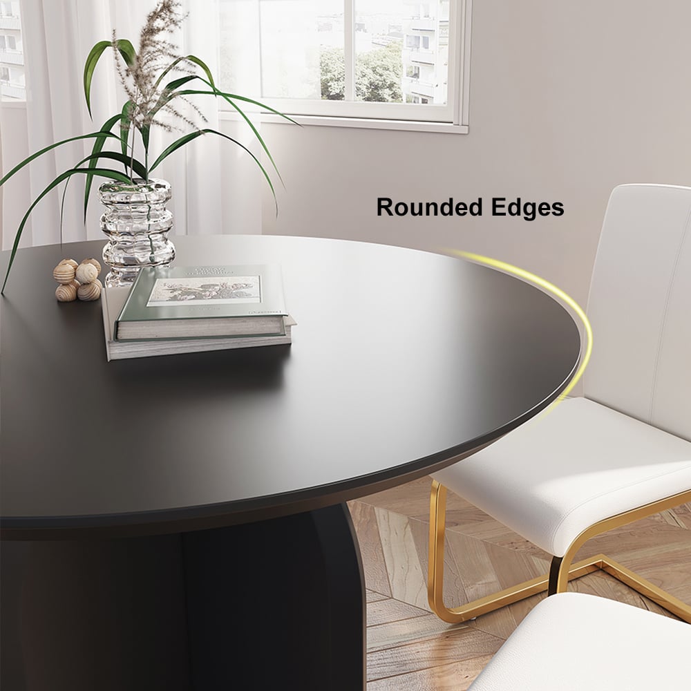 HMR Modern Wood Round Dining Table - Black, 39.4 (Seats 2-4 People)