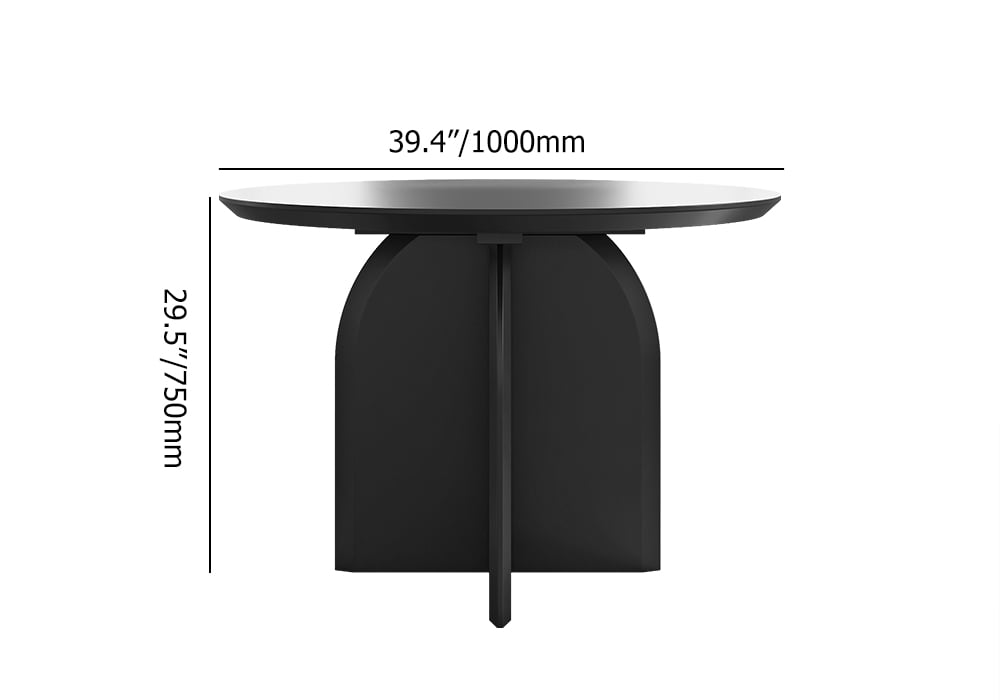 HMR Modern Wood Round Dining Table - Black, 39.4 (Seats 2-4 People)