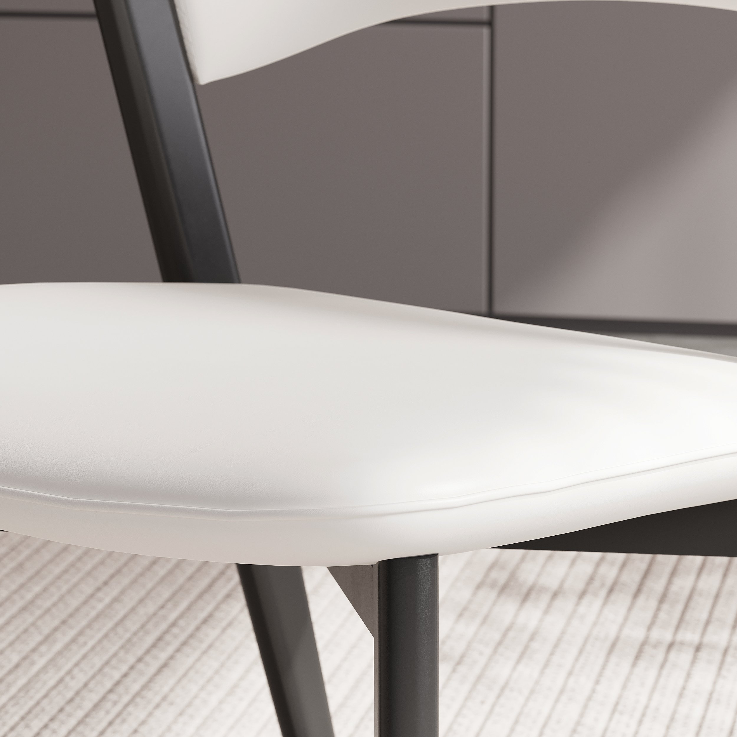 HMR - Set of 2 Performance Leather Upholstery Dining Chairs Off White