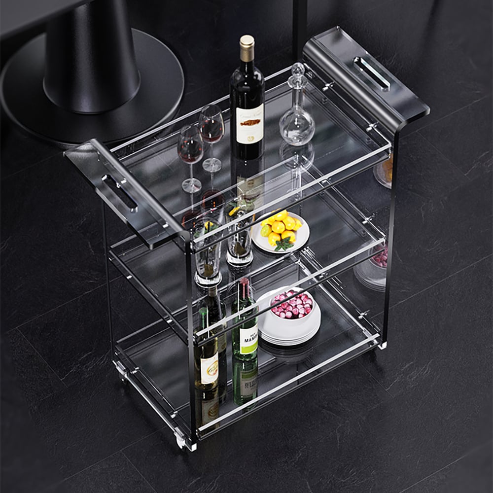 HMR - 27.6" Modern Acrylic Bar Cart with Handles