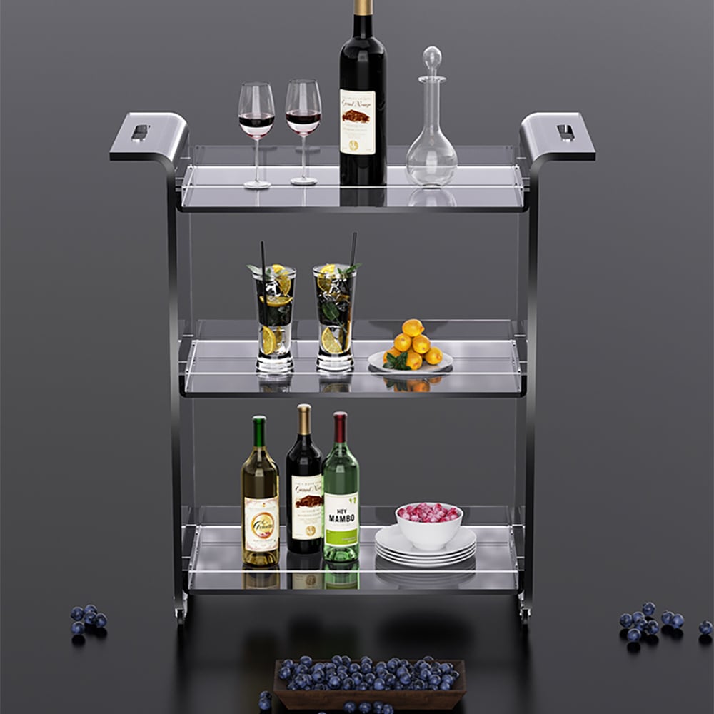 HMR - 27.6" Modern Acrylic Bar Cart with Handles