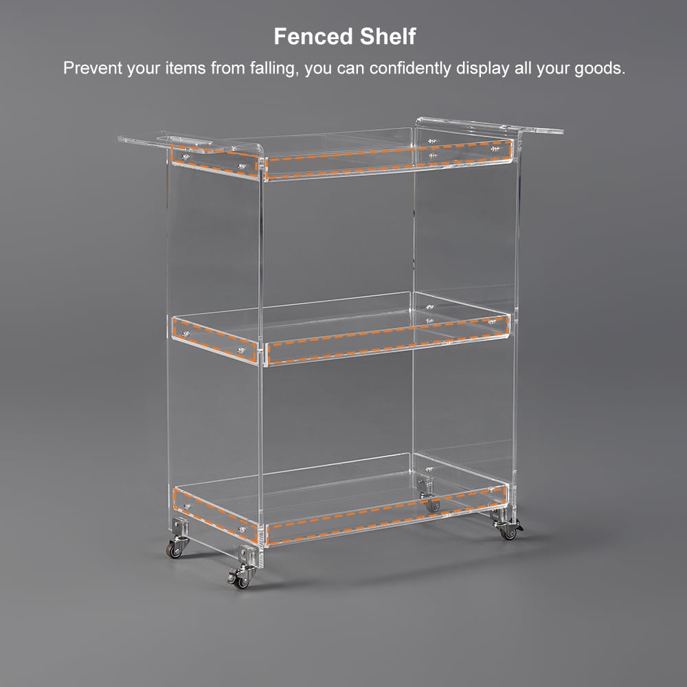 HMR - 27.6" Modern Acrylic Bar Cart with Handles
