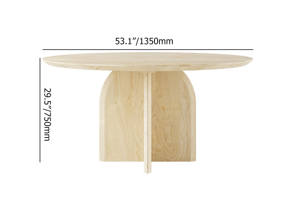 HMR Modern Wood Round Dining Table - Natural, 53.1" (Seats 4-6 People)