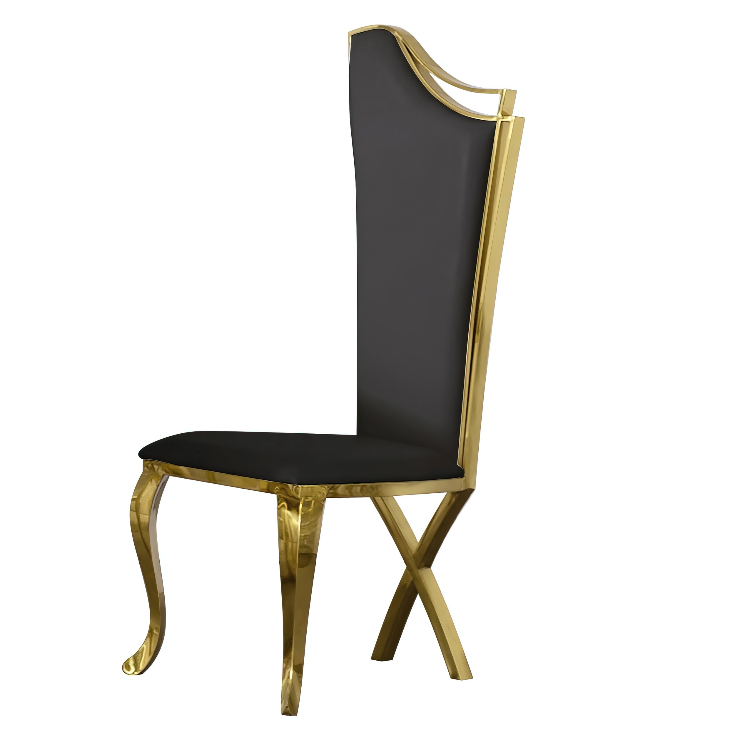 HMR Affordable Luxury Modern Dining Chairs with PU Leather Upholstery (Set of 2) - Black/Gold