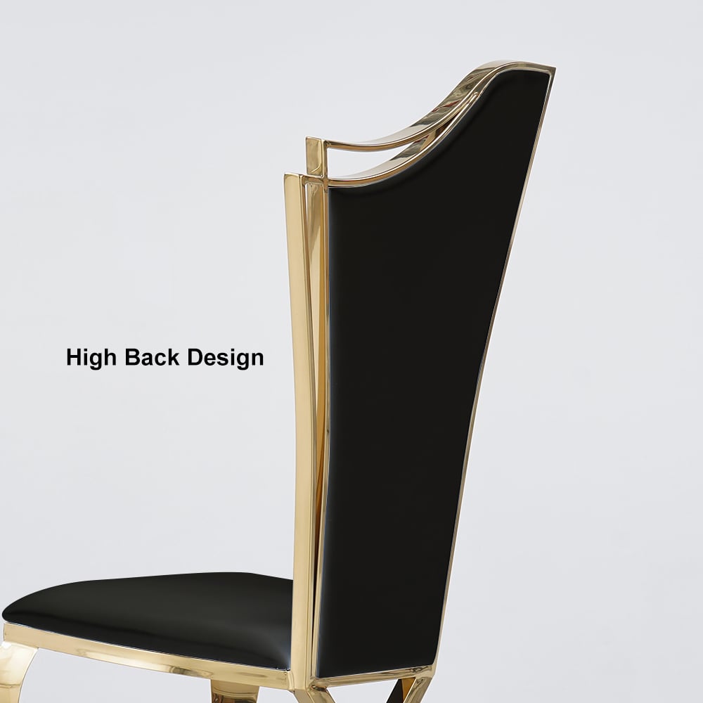 HMR Affordable Luxury Modern Dining Chairs with PU Leather Upholstery (Set of 2) - Black/Gold