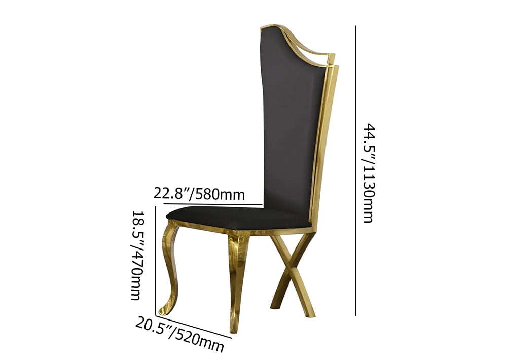 HMR Affordable Luxury Modern Dining Chairs with PU Leather Upholstery (Set of 2) - Black/Gold