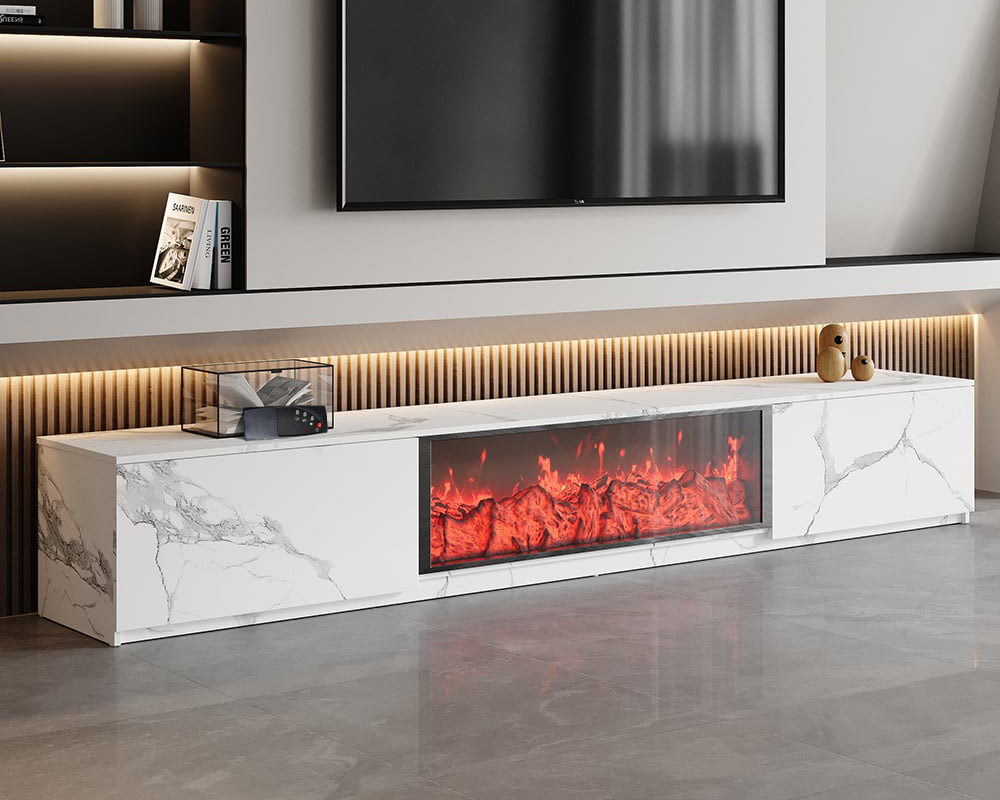 HMR - Electric Fireplace TV Stand with 2 Drawers