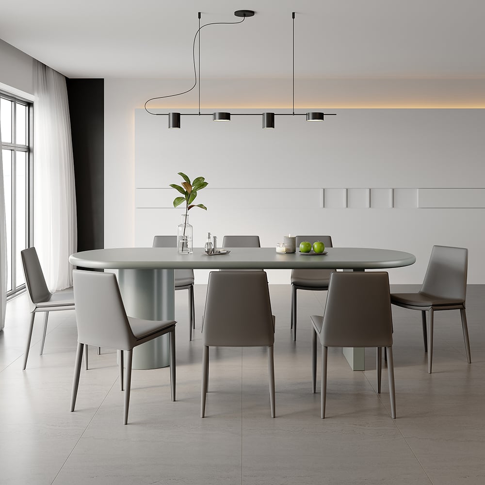 HMR - 78.7" Modern Oval Wood Dining Table Seats 6-8 People