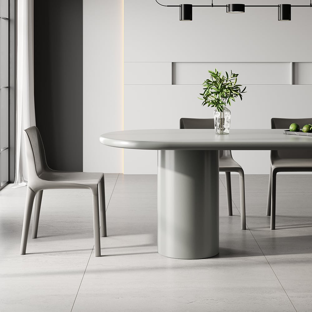 HMR - 78.7" Modern Oval Wood Dining Table Seats 6-8 People