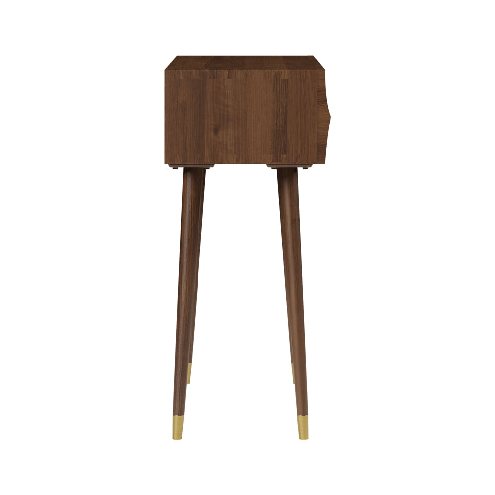 HMR - Lake Mid Century Walnut Console with 3 Drawers Solid Wood Entryway Table with Storage