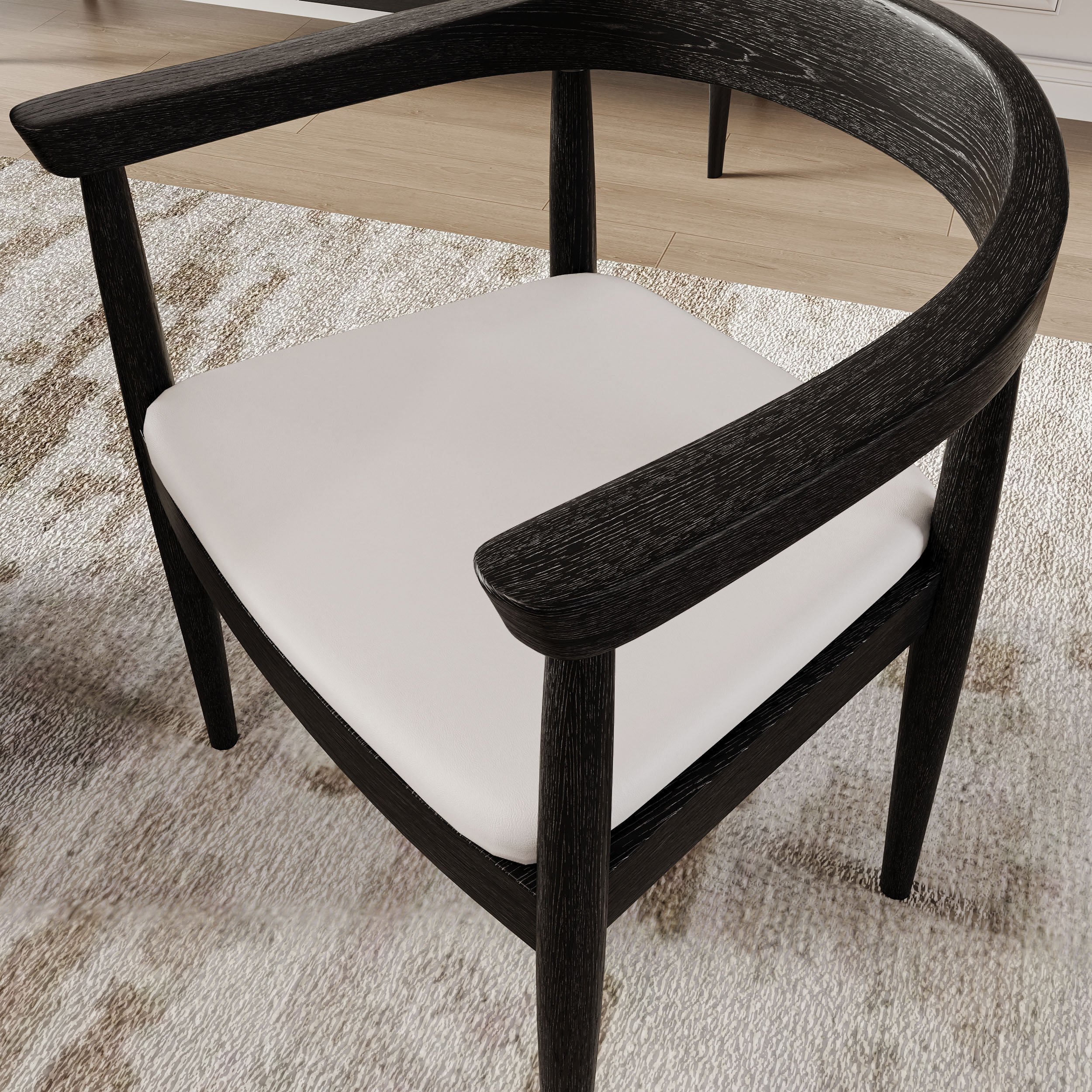 HMR Modern Wood Upholstery Dining Chair - Black, Performance Leather, 1-Piece