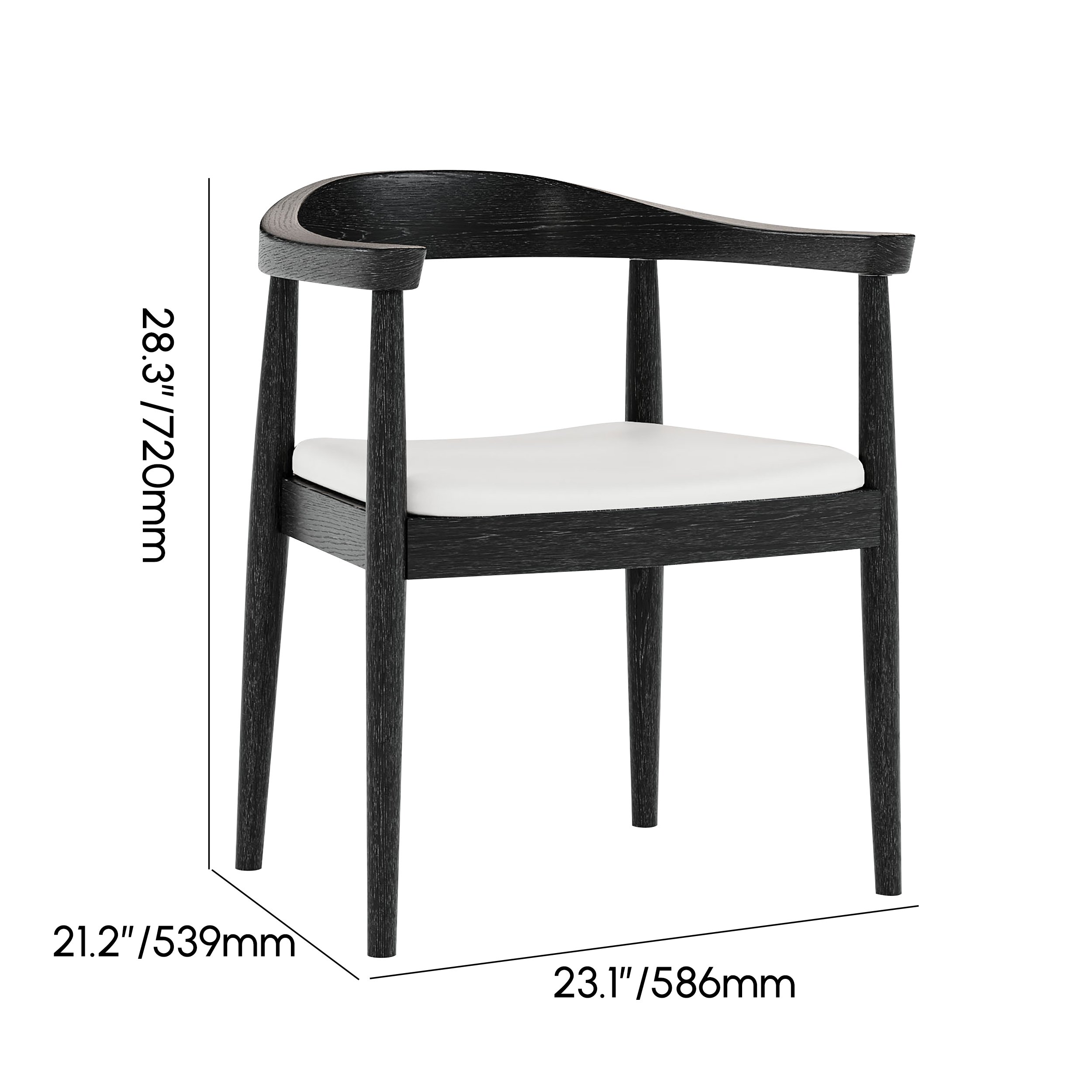 HMR Modern Wood Upholstery Dining Chair - Black, Performance Leather, 1-Piece