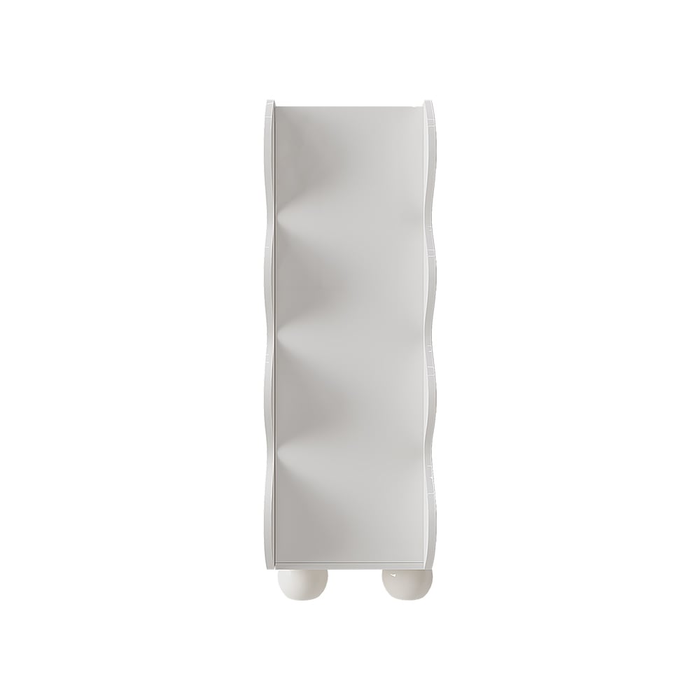 HMR - 37.8" Modern White 15-Pairs Shoe Storage Wave Design Mirror Shoe Cabinet Ample Storage