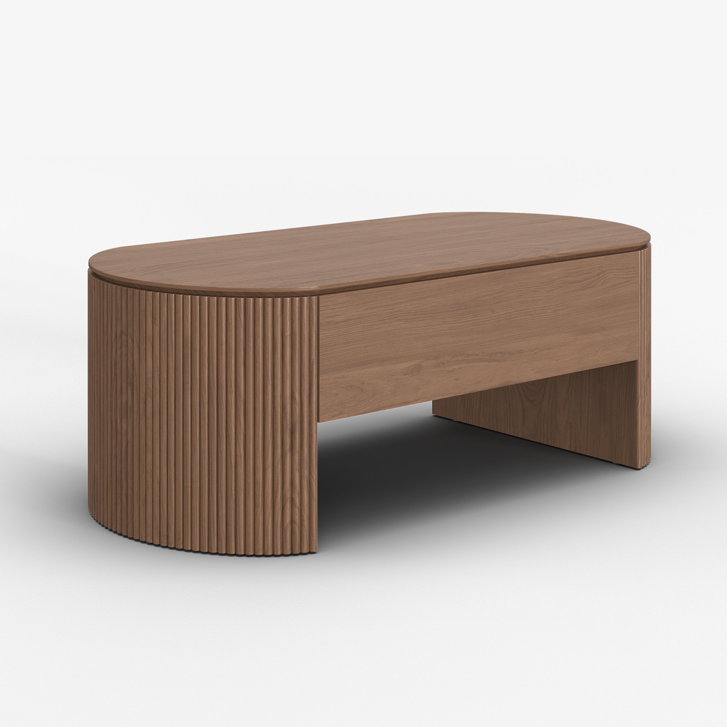 HMR - 47" Oval Walnut Lift Top Mid-Century Modern Coffee Table