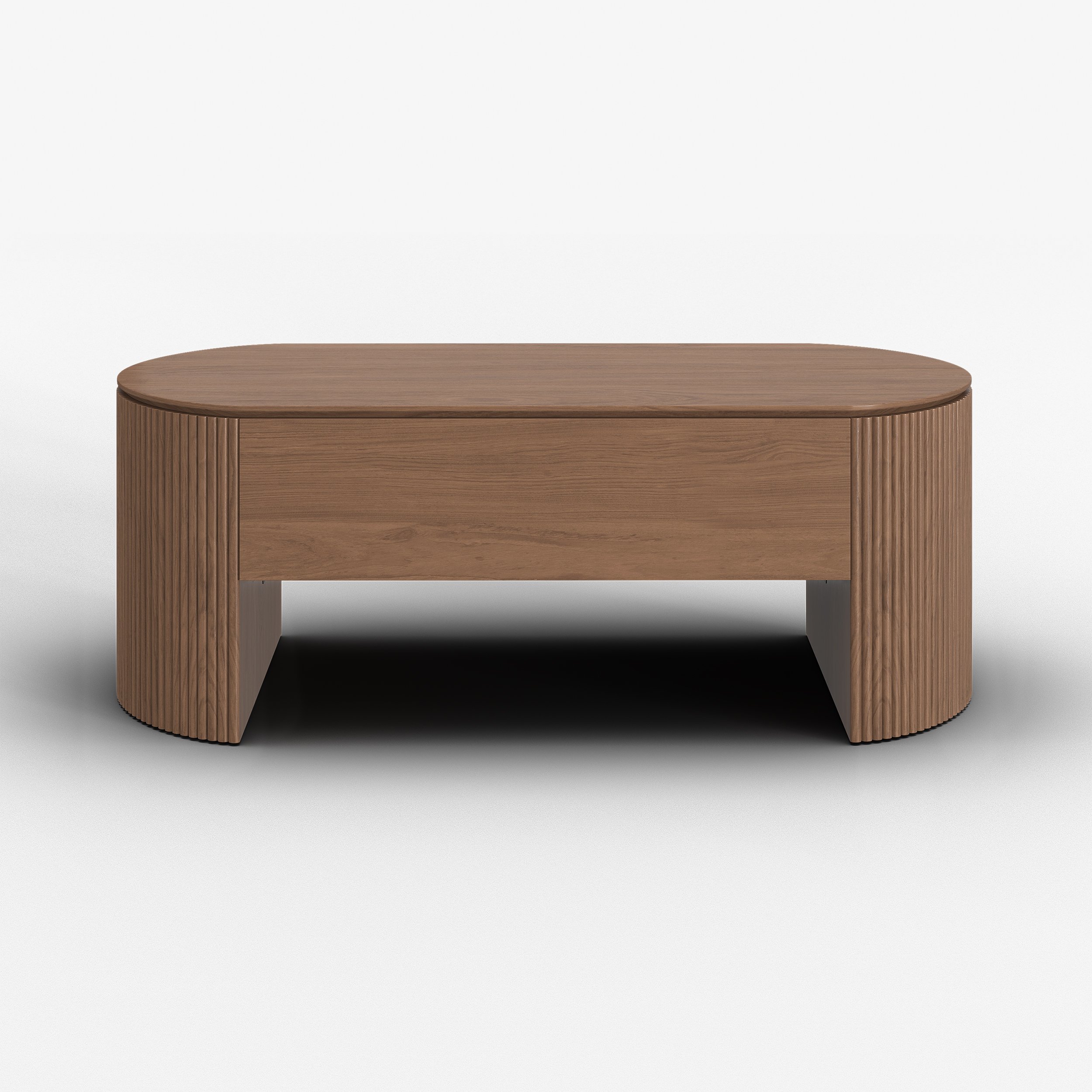 HMR - 47" Oval Walnut Lift Top Mid-Century Modern Coffee Table