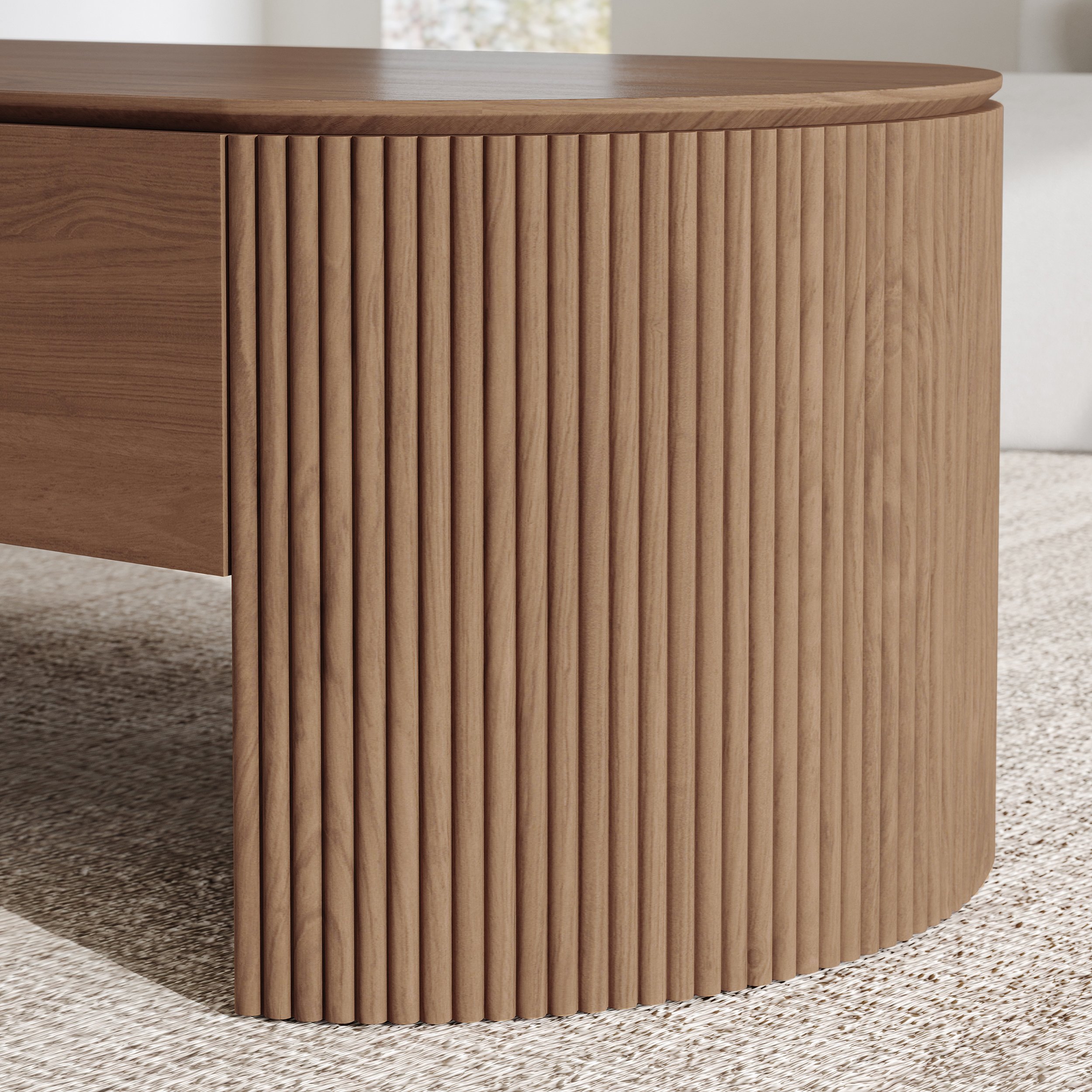 HMR - 47" Oval Walnut Lift Top Mid-Century Modern Coffee Table