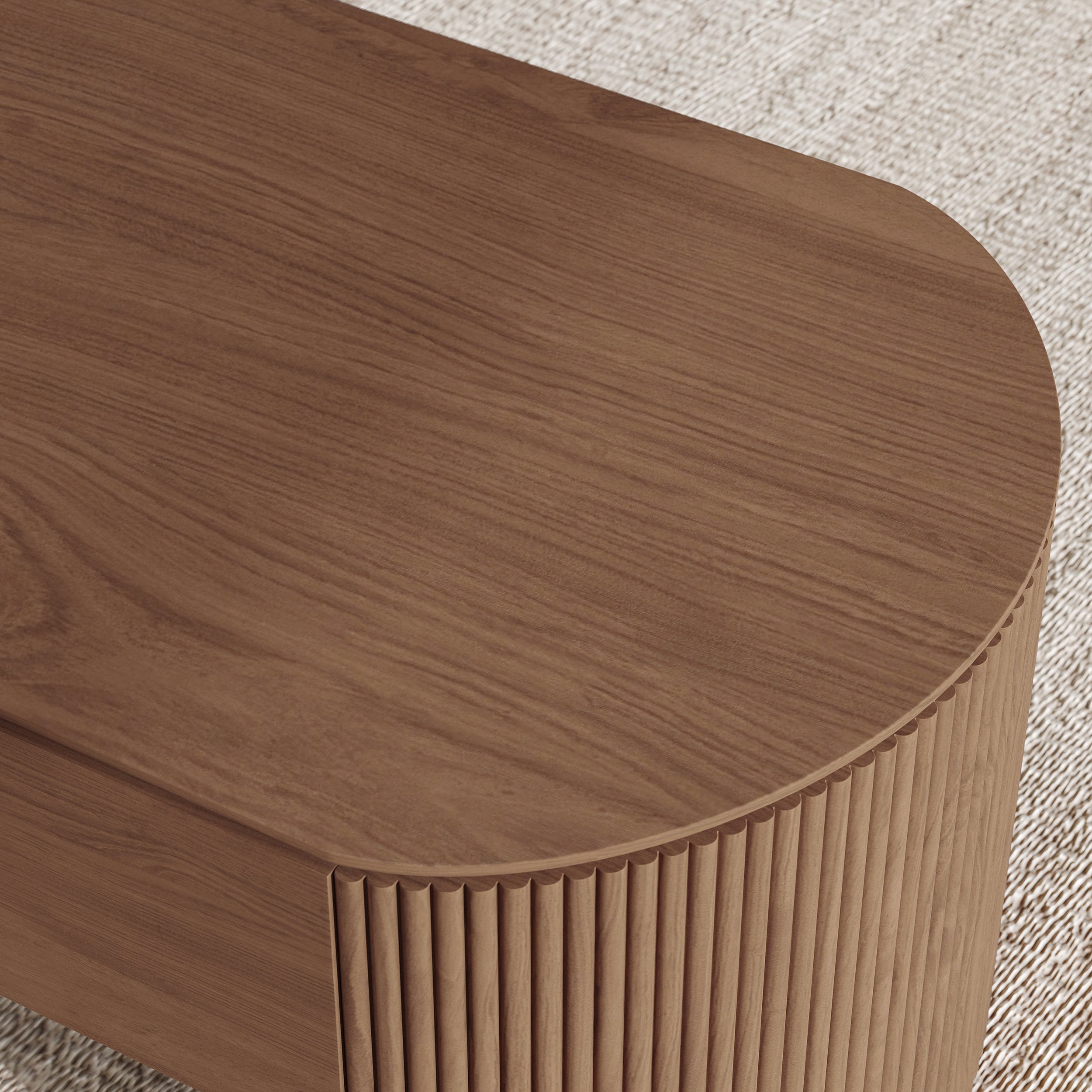 HMR - 47" Oval Walnut Lift Top Mid-Century Modern Coffee Table