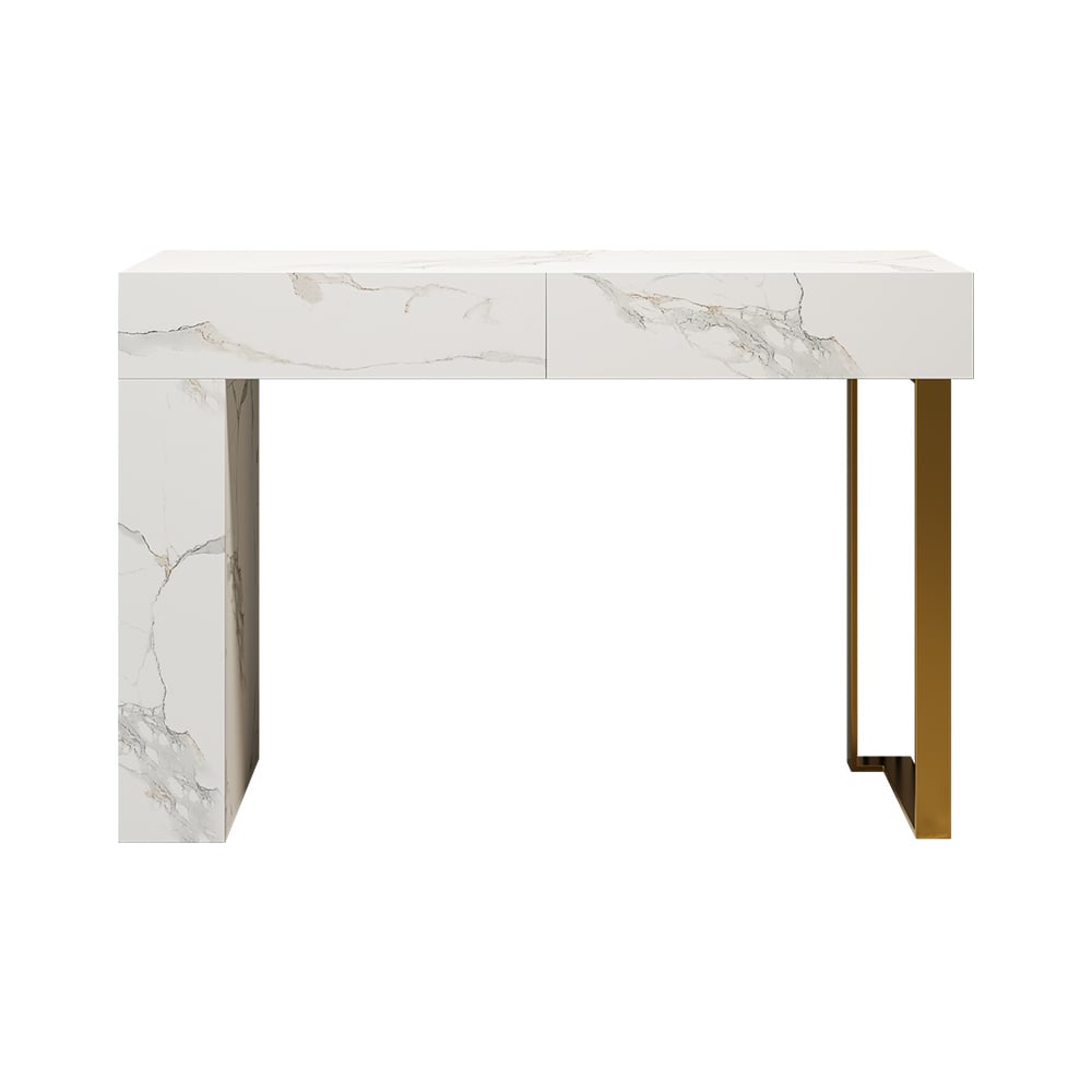 HMR - 47.2" White Console Table Modern Rectangle Accent Table For Entryway with 2 Drawers