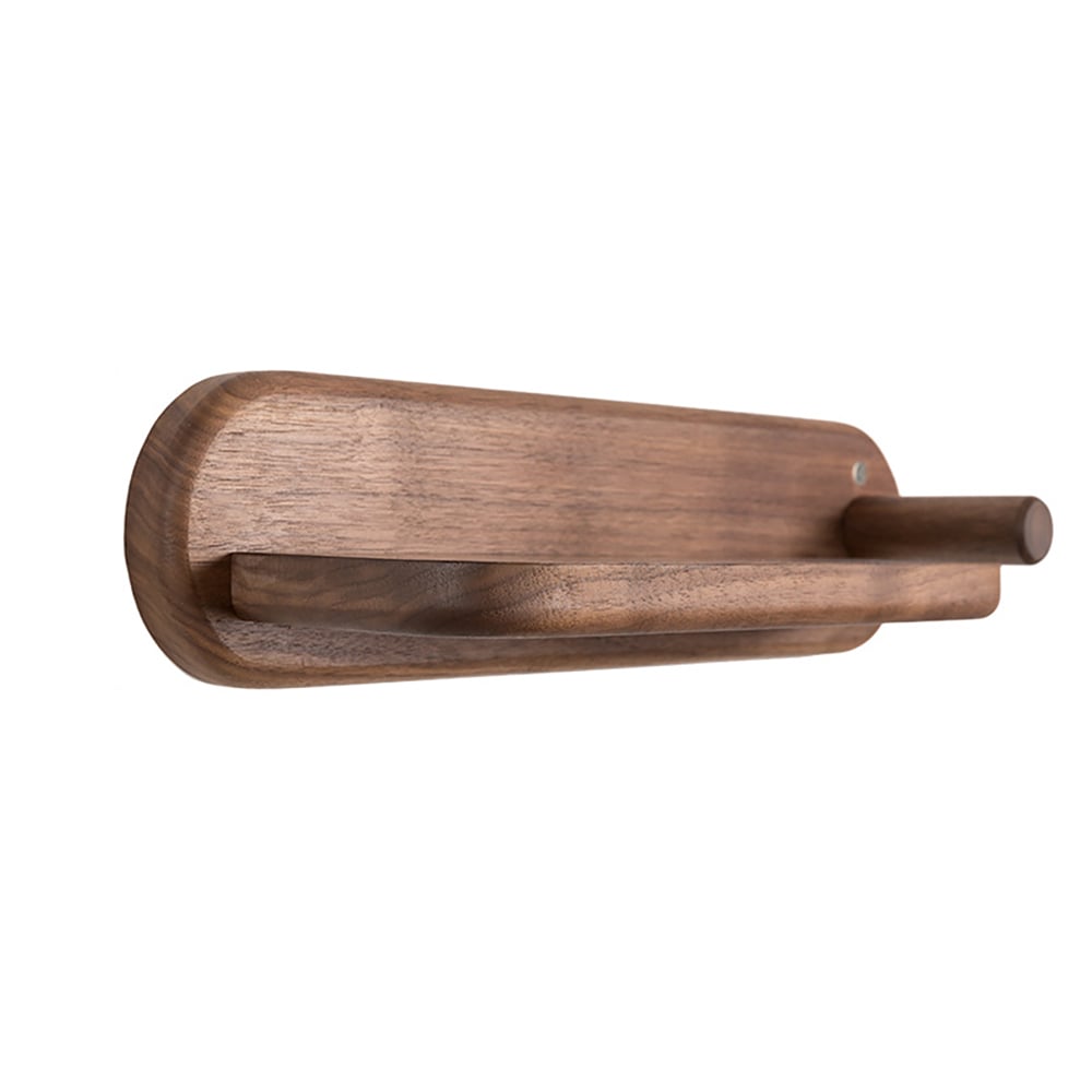 HMR - Wood Hair Dryer Holder Rack in Walnut with Accessories Storage & Shelf