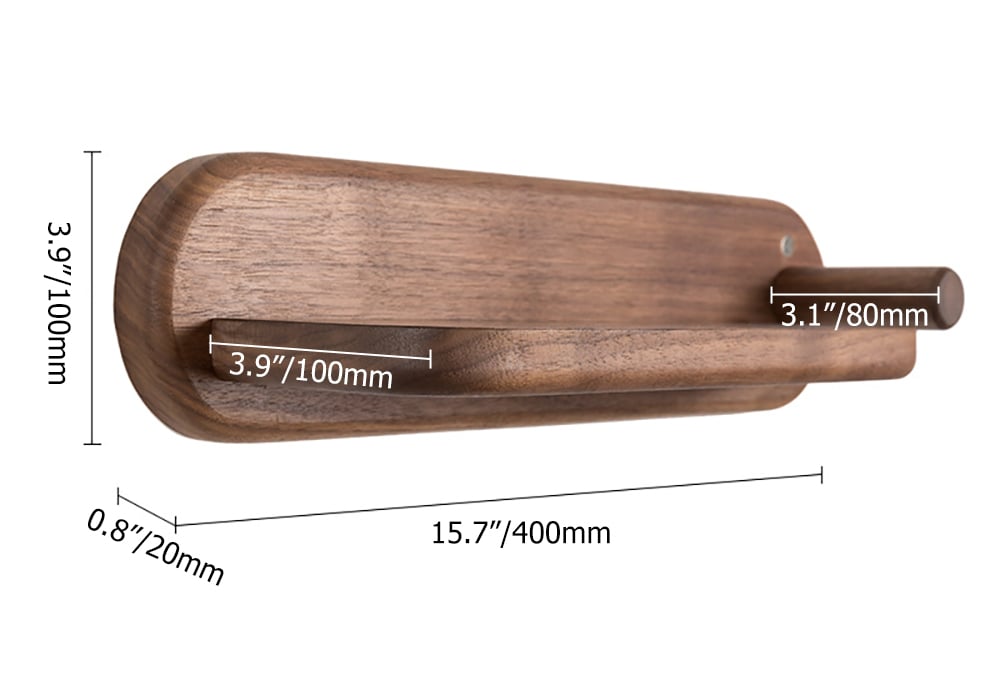 HMR - Wood Hair Dryer Holder Rack in Walnut with Accessories Storage & Shelf