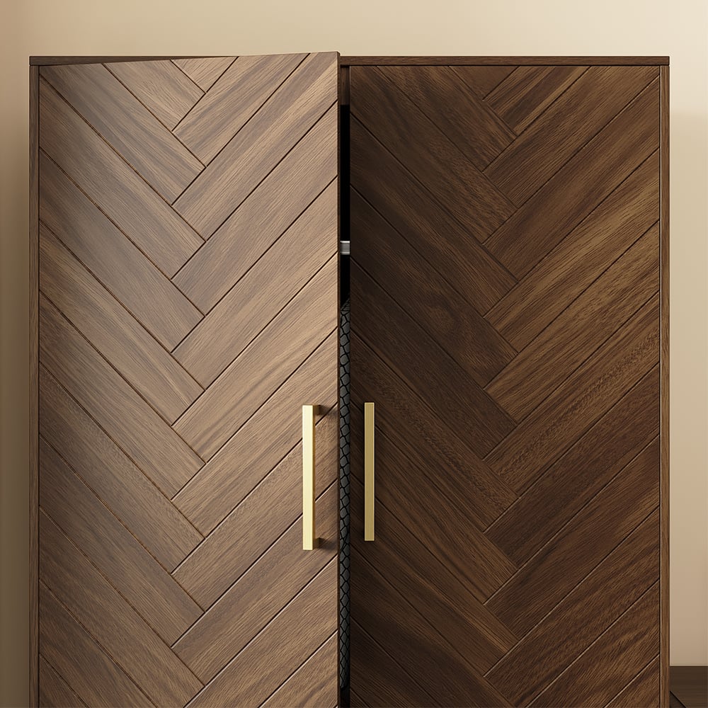 HMR - Mid Century Modern Amoire Closet Dresser Walnut Wardrobe Clothes Cabinet with Drawer