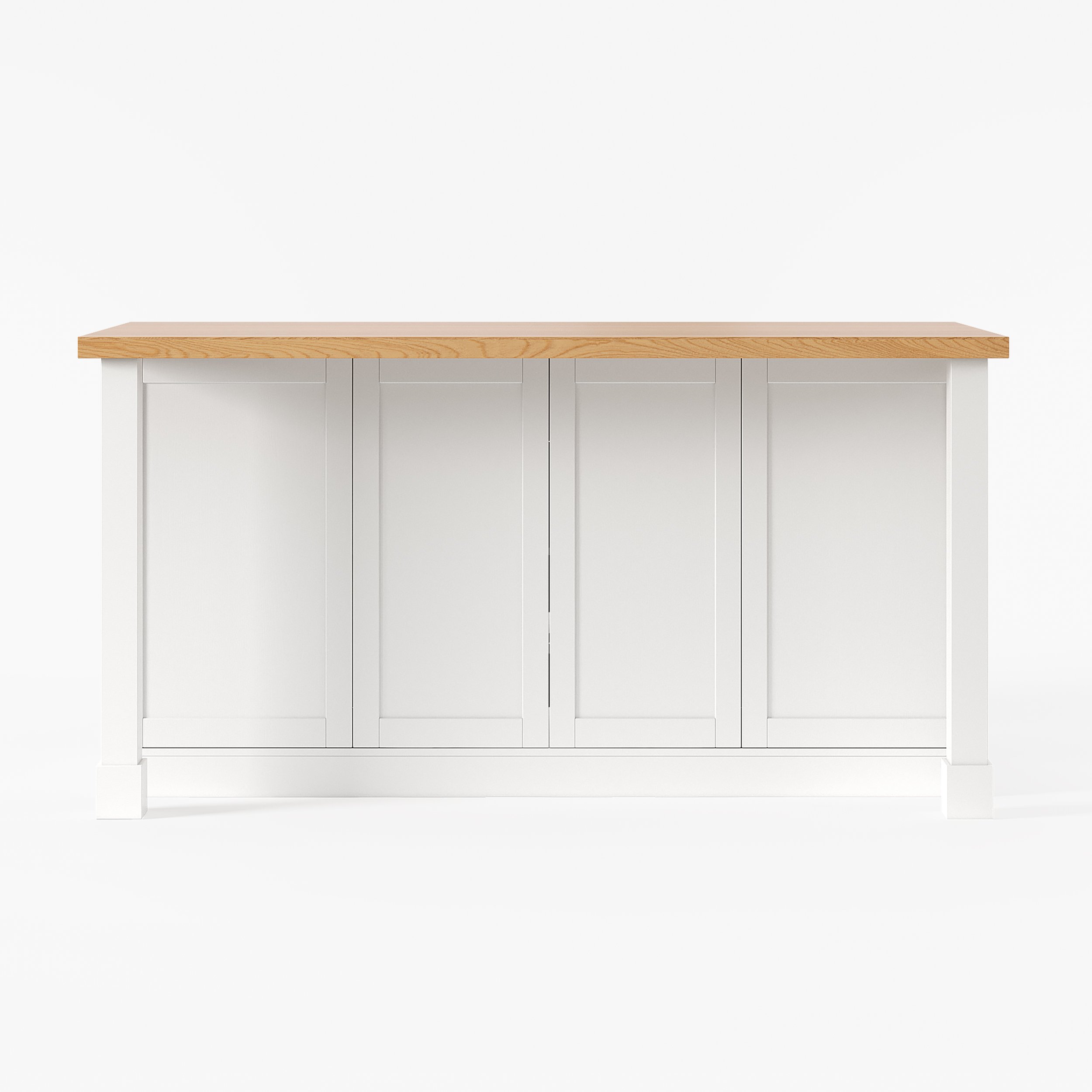 HMR - 59.1'' Modern Natural &White Kitchen lsland with Wine Storage
