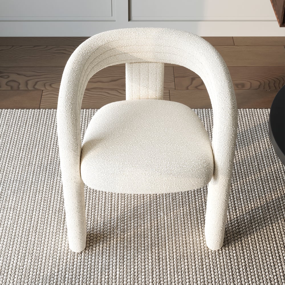 HMR Modern Sherpa Dining Chairs - Off-White, 6-Pieces