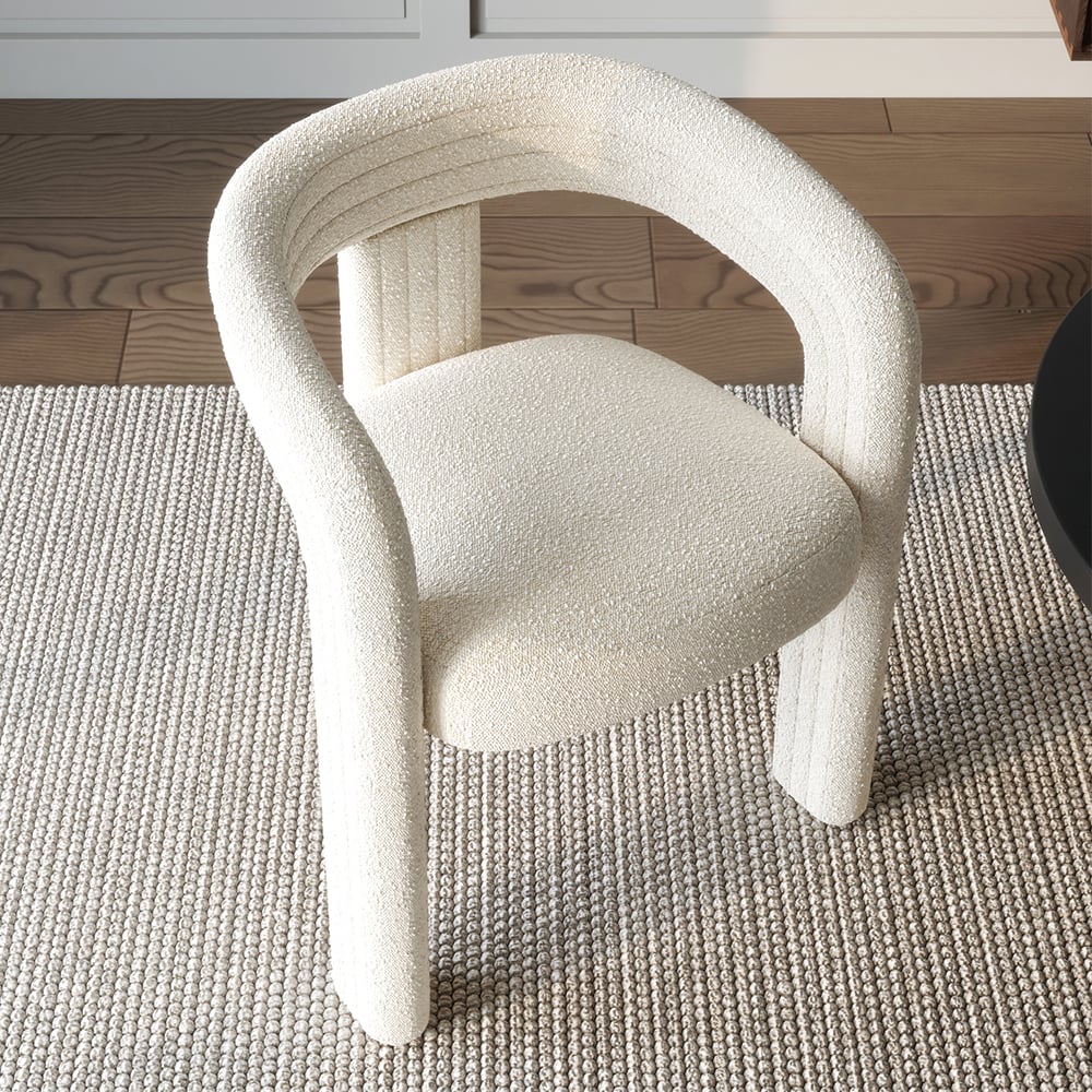 HMR Modern Sherpa Dining Chairs - Off-White, 6-Pieces