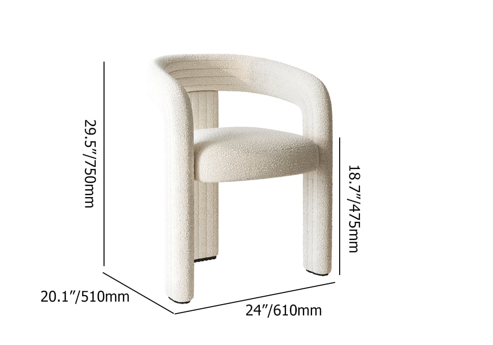 HMR Modern Sherpa Dining Chairs - Off-White, 6-Pieces