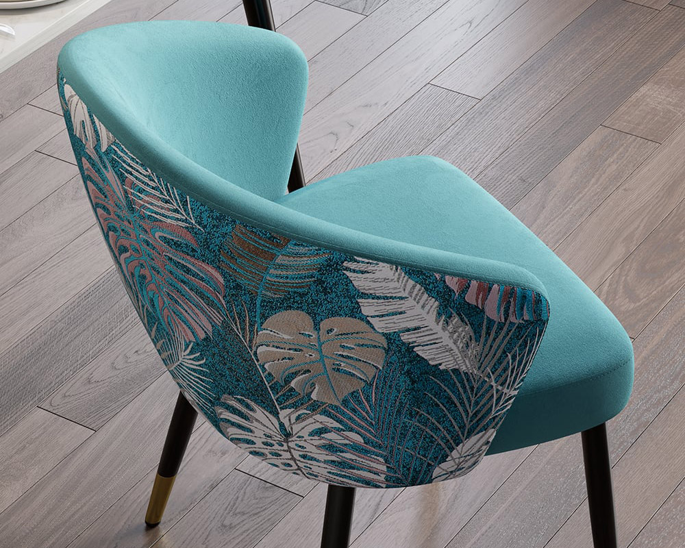 HMR Modern Dining Chairs with Velvet Upholstery - Greenish Blue, 4-Pieces