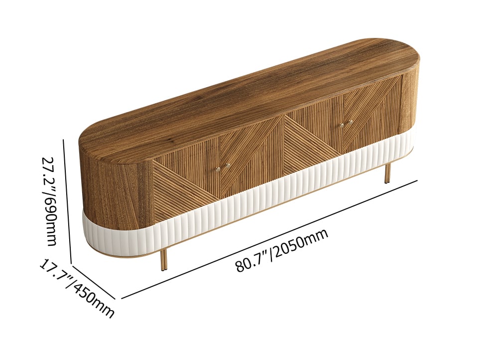 HMR - Wovent Mid-Century Modern Walnut Wood Tall TV Stand with Storage for 80 inch TV