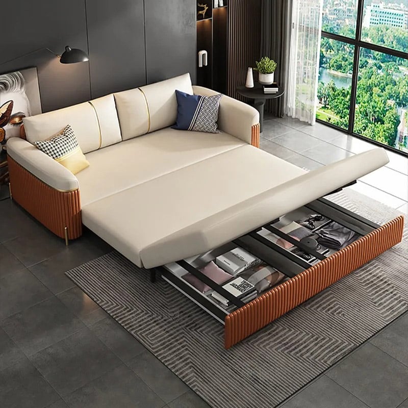 HMR - 79" Queen Leath-Aire Sleeper Sofa with Trundle