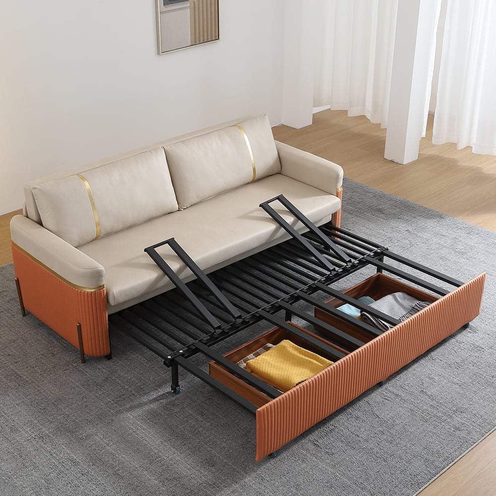 HMR - 79" Queen Leath-Aire Sleeper Sofa with Trundle