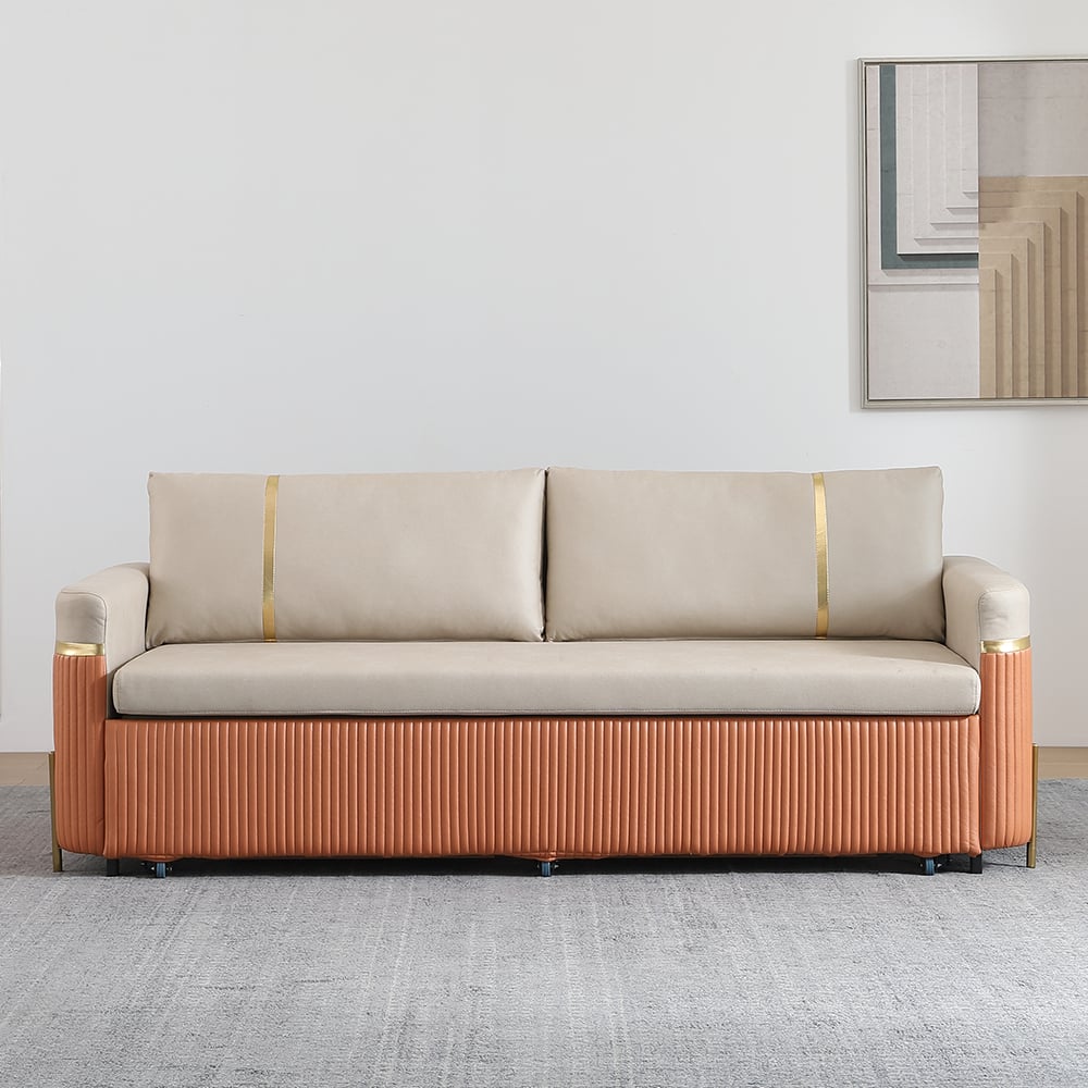 HMR - 79" Queen Leath-Aire Sleeper Sofa with Trundle