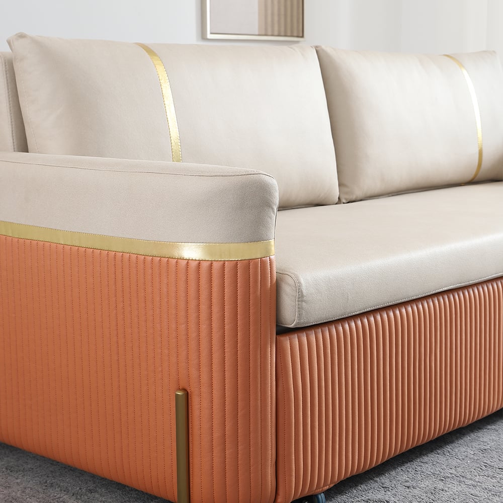 HMR - 79" Queen Leath-Aire Sleeper Sofa with Trundle