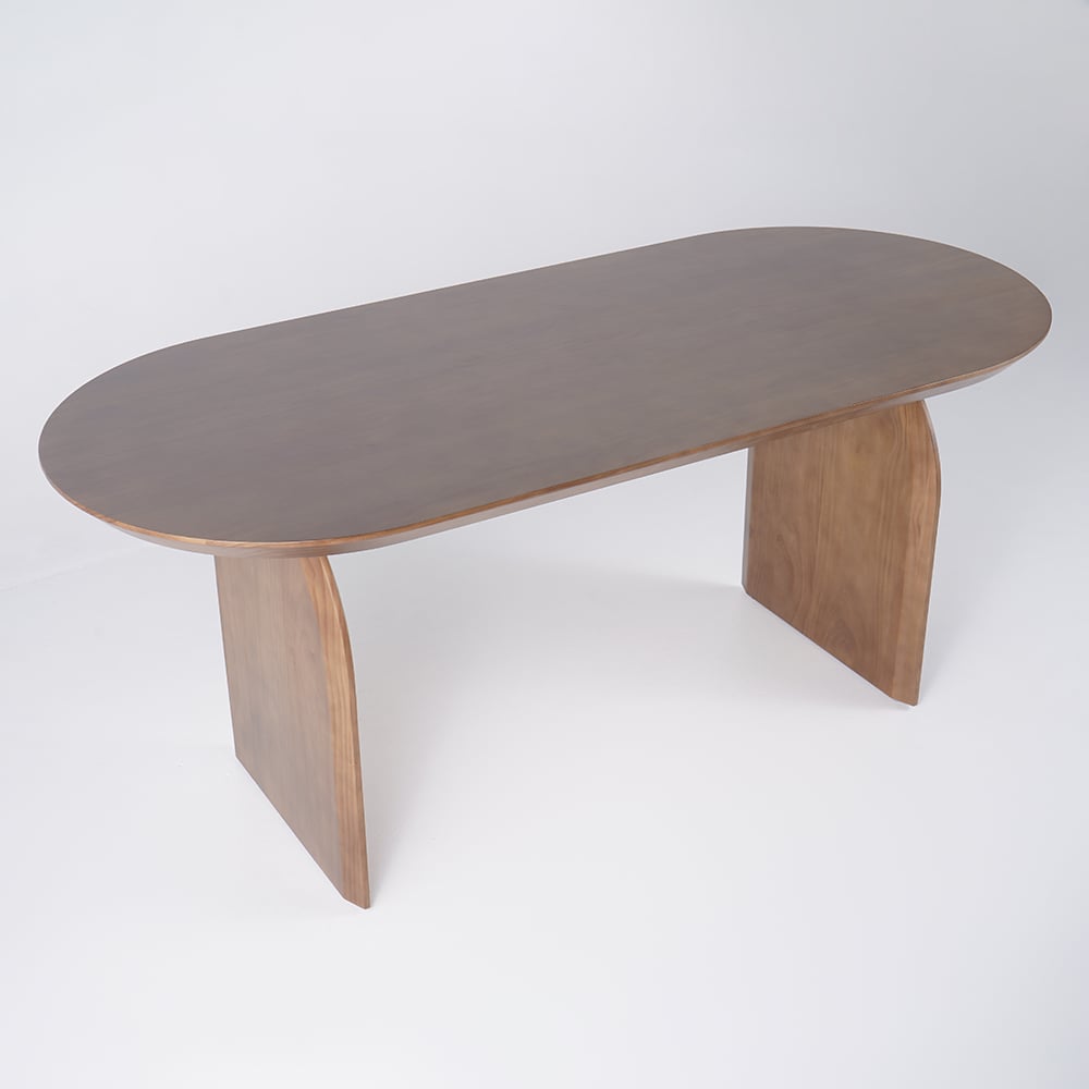 HMR Dining Set 70.9" Japandi Dining Table - Walnut, With 4 Chairs, Style C