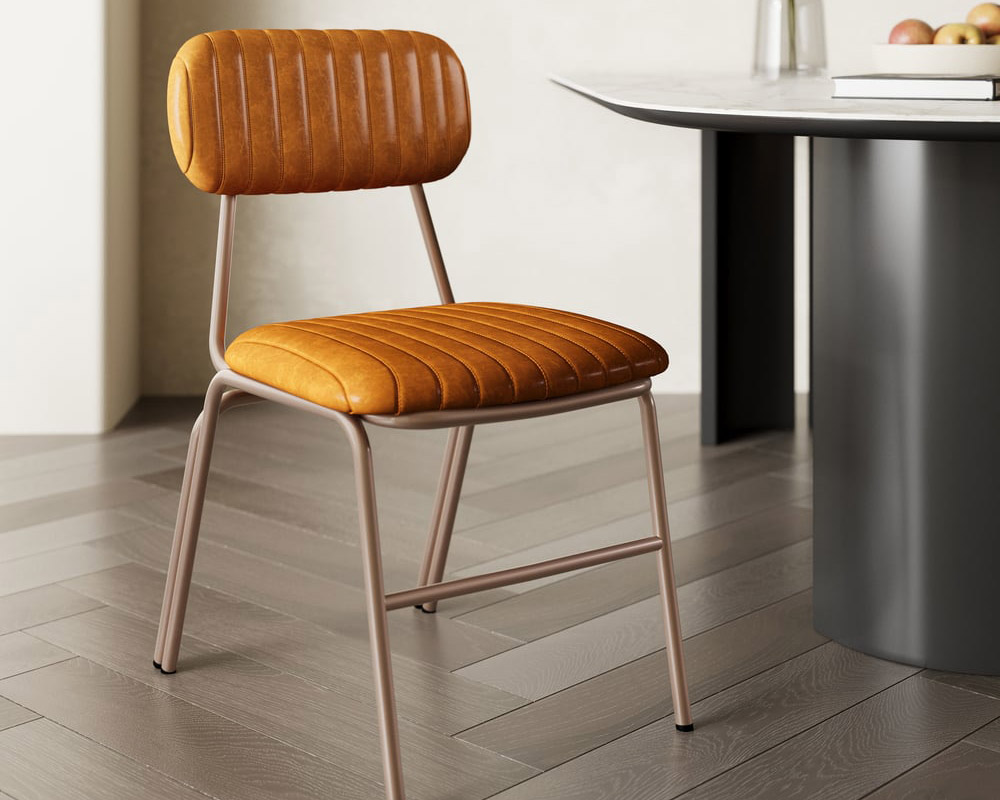 HMR Modern Dining Chairs with Faux Leather Upholstery (Set of 8) - Brown