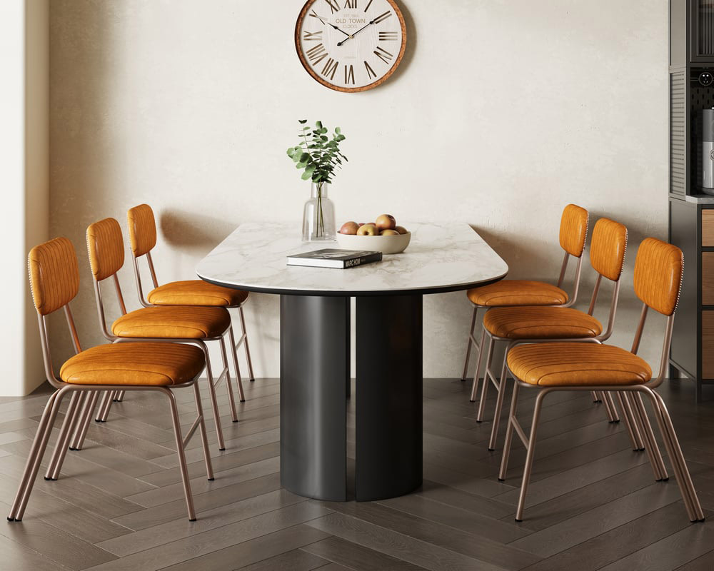 HMR Modern Dining Chairs with Faux Leather Upholstery (Set of 8) - Brown