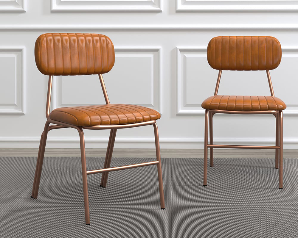 HMR Modern Dining Chairs with Faux Leather Upholstery (Set of 8) - Brown