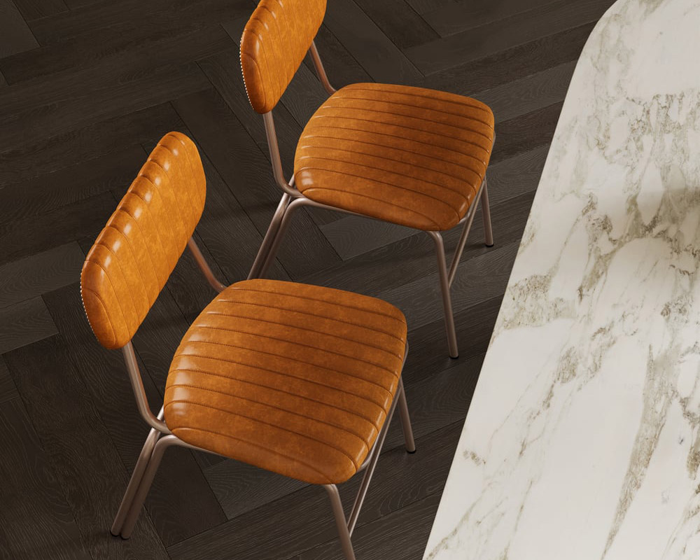 HMR Modern Dining Chairs with Faux Leather Upholstery (Set of 8) - Brown