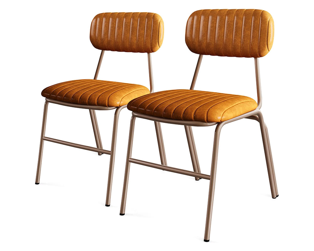HMR Modern Dining Chairs with Faux Leather Upholstery (Set of 8) - Brown