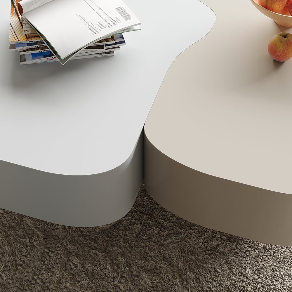 HMR - Modular Fusion Coffee Table Abstract Shape Irregular with Two Drawers