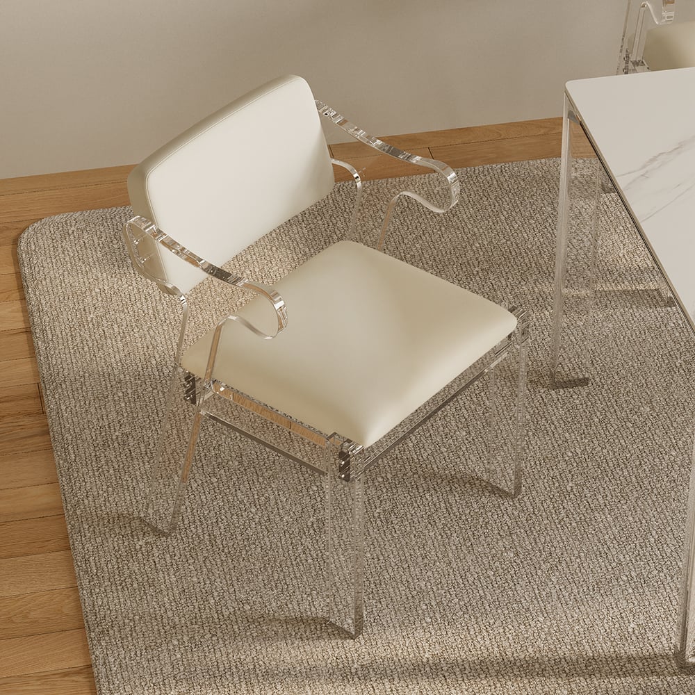 HMR - Modern Dining Chairs Acrylic with PU Leather Upholstery White