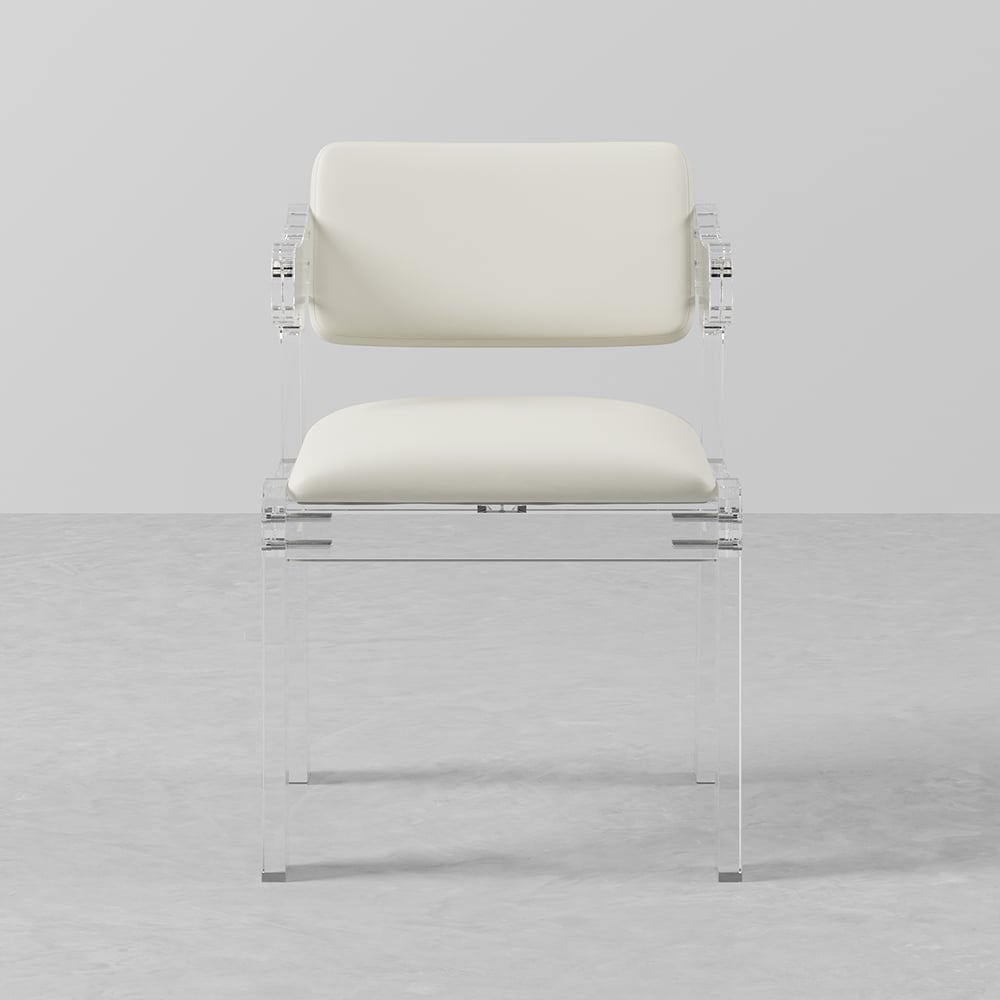 HMR - Modern Dining Chairs Acrylic with PU Leather Upholstery White